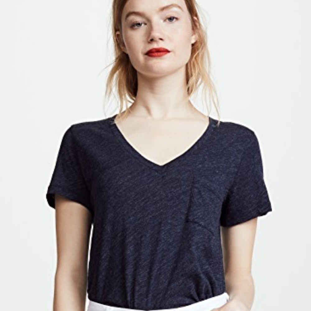 Madewell cotton pocket v neck in heather gray